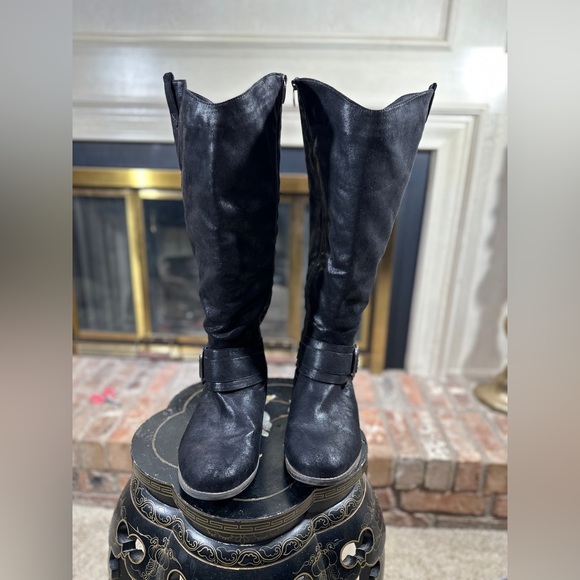 Torrid Black Knee High Moto Boots 10W Wide Calf Faux Leather Zip Riding Boot - Picture 2 of 14